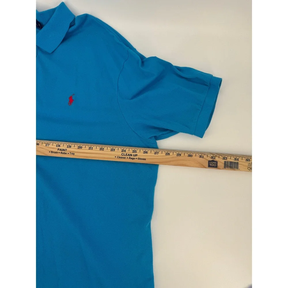 Polo Ralph Lauren Polo Shirt Mens 3XB Blue Red Pony Pique Cotton Preppy Golf
